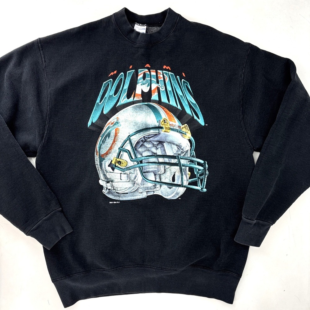 Vintage 1994 Miami Dolphins Crewneck SWEATSHIRT HELMET SALEM 90s Men Size‎ XL